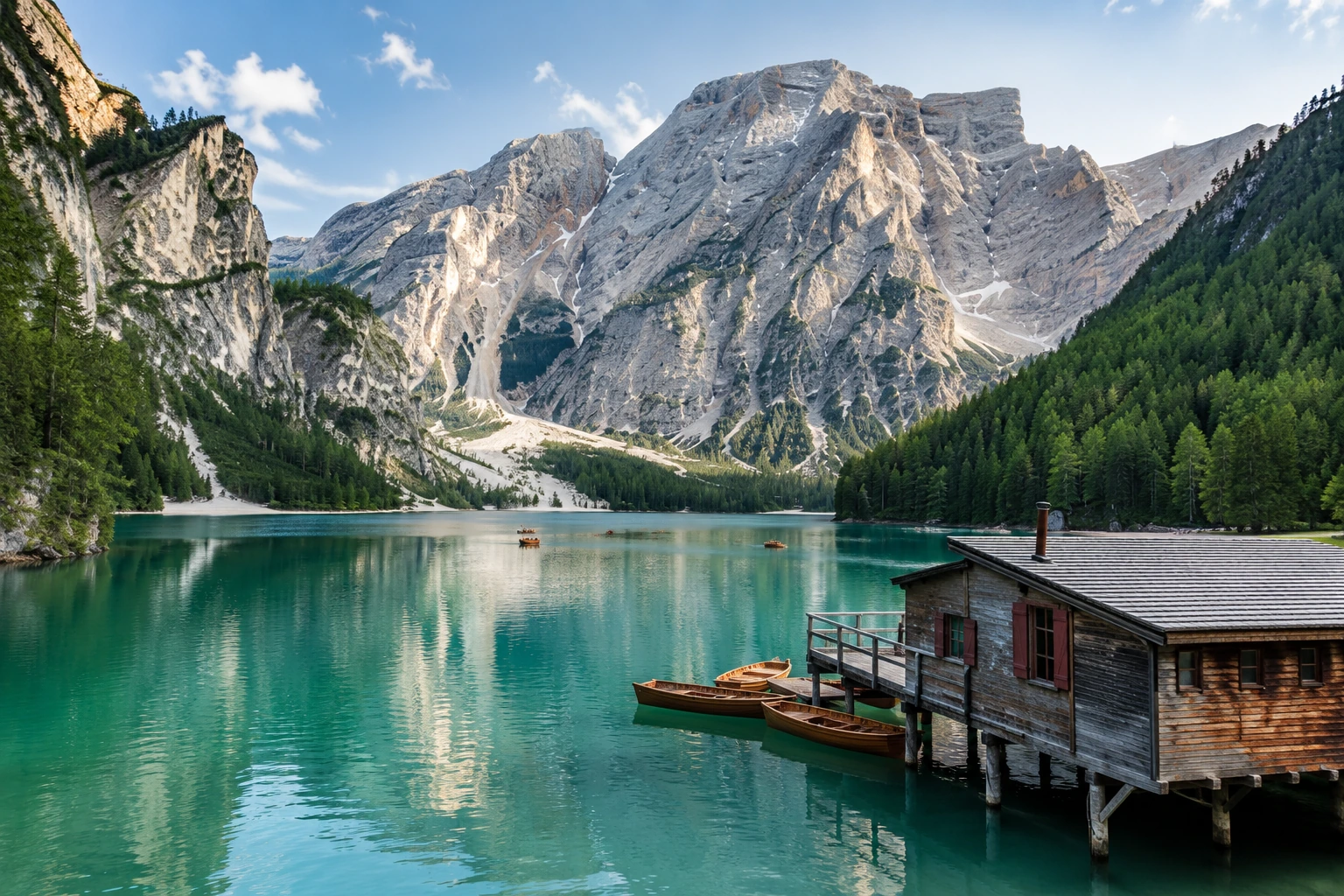 Clear alpine lake surrounded by mountains
