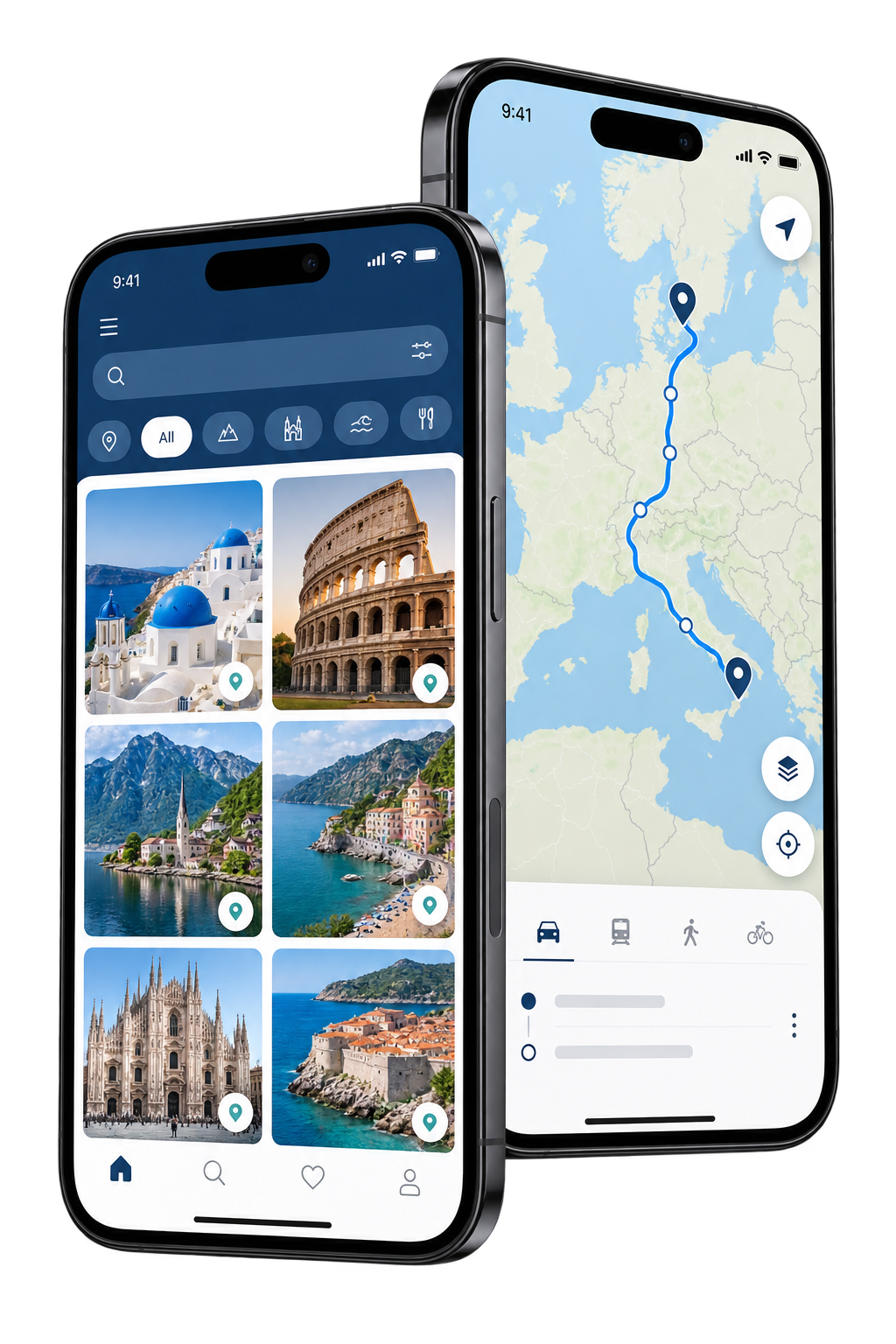 RoamerBook mobile app concept on two phones